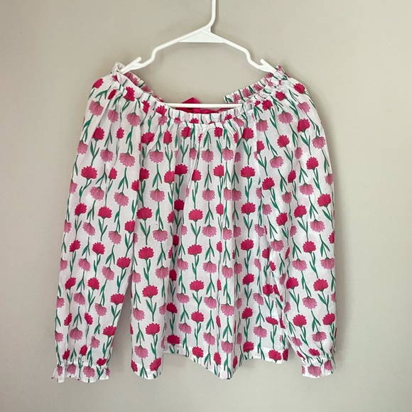 J. Crew Pink Floral Ruffle Top 100% Cotton Size Small - Picture 1 of 8